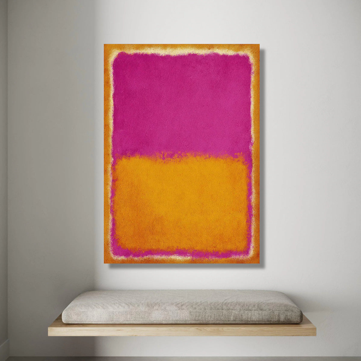 Vibrant Color Block Canvas Wall Art, Abstract Modern Canvas, Contemporary Home Decoration, Bold Pink and Yellow Canvas Canvas Print Art