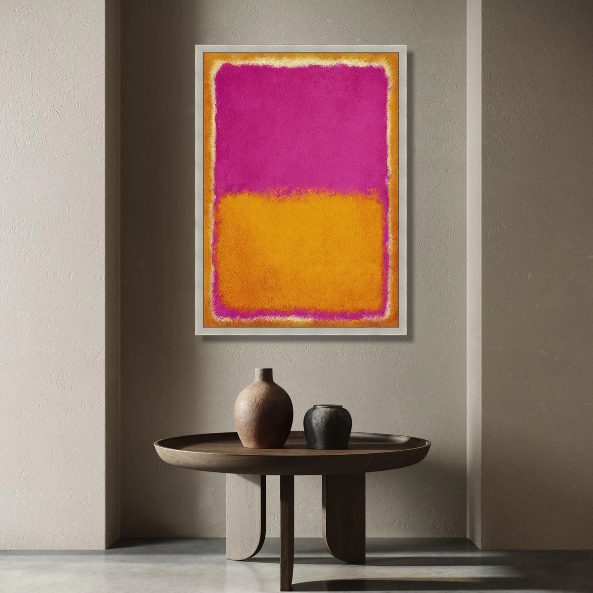 Vibrant Color Block Canvas Wall Art, Abstract Modern Canvas, Contemporary Home Decoration, Bold Pink and Yellow Canvas Canvas Print Art