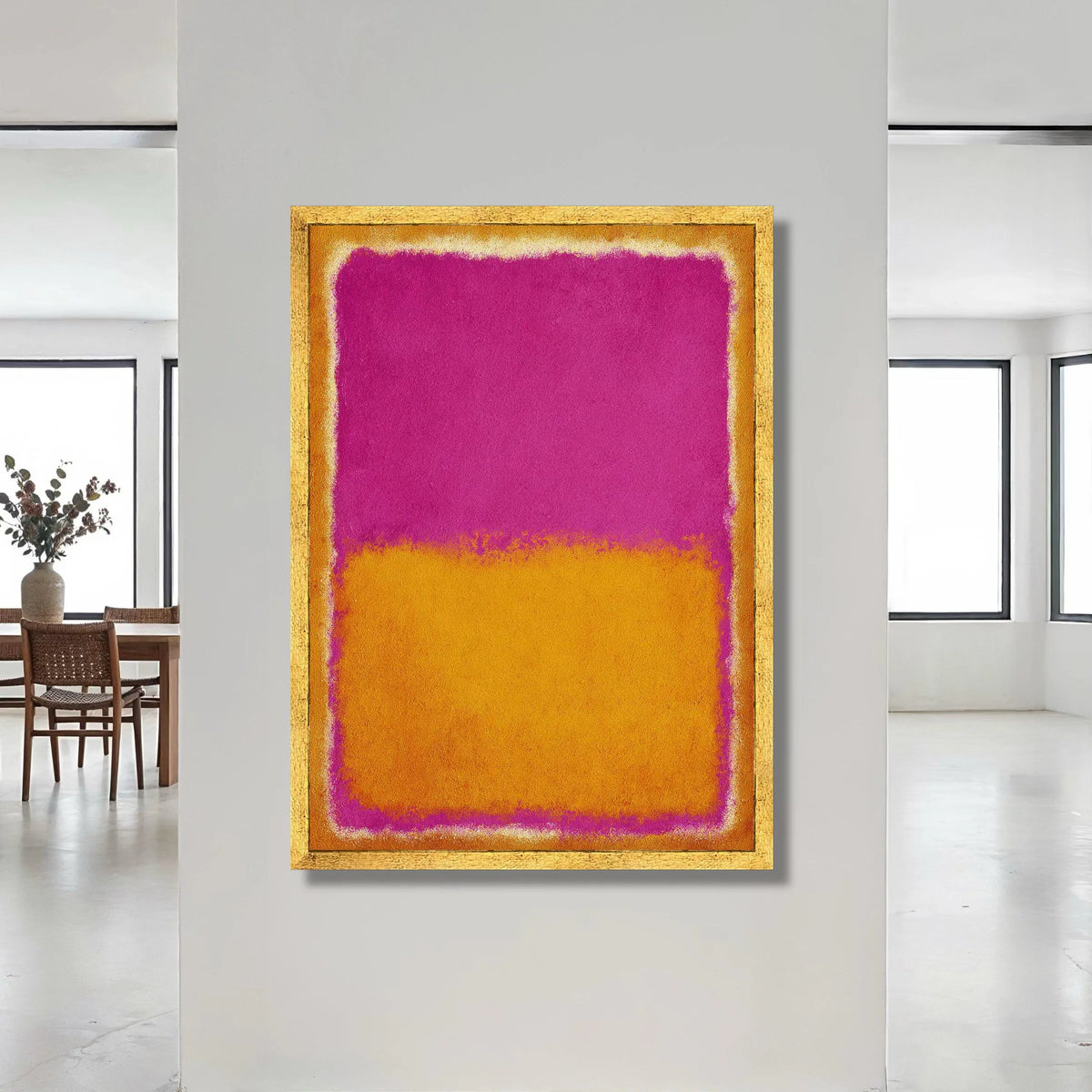 Vibrant Color Block Canvas Wall Art, Abstract Modern Canvas, Contemporary Home Decoration, Bold Pink and Yellow Canvas Canvas Print Art