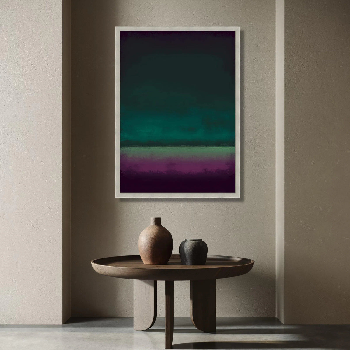 Deep Color Gradient Canvas Wall Art, Modern Abstract Painting, Moody Purple and Teal Canvas, Minimalist Home Decoration, Canvas Print Art