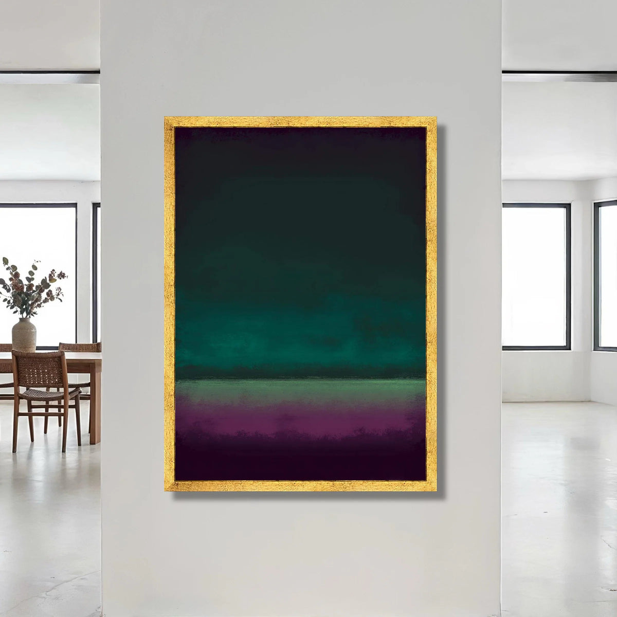 Deep Color Gradient Canvas Wall Art, Modern Abstract Painting, Moody Purple and Teal Canvas, Minimalist Home Decoration, Canvas Print Art