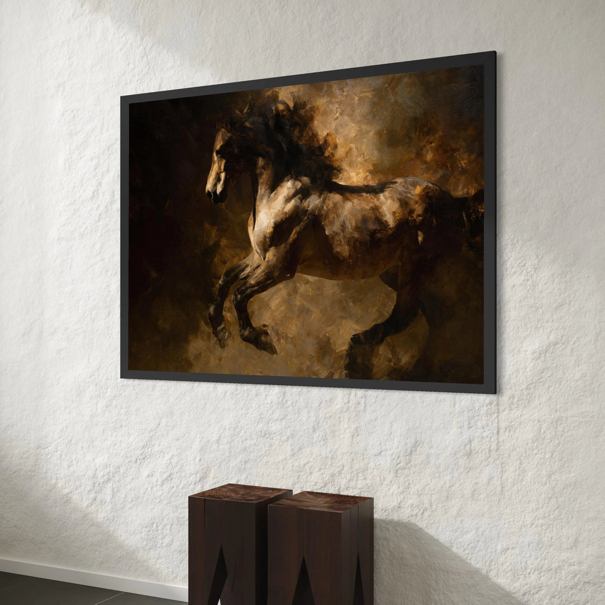 Majestic Running Horse Canvas, Brown Tones Wall Art, Equestrian Home Decor, Rustic Animal Painting, Living Room Canvas Art Canvas Print Art