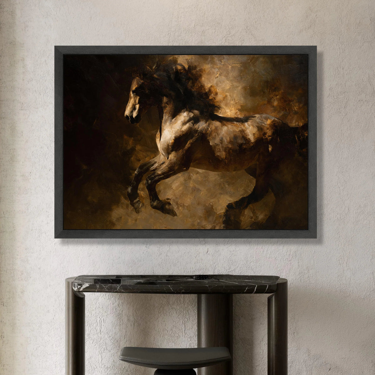 Majestic Running Horse Canvas, Brown Tones Wall Art, Equestrian Home Decor, Rustic Animal Painting, Living Room Canvas Art Canvas Print Art