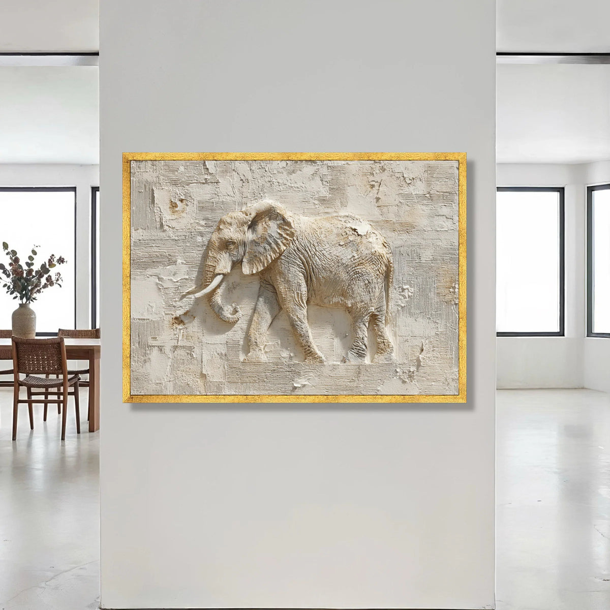 Majestic Elephant Relief Canvas, Neutral Toned Animal Wall Art, Nature Home Decor, Safari Wildlife Canvas, Ready to Hang Canvas Print Art