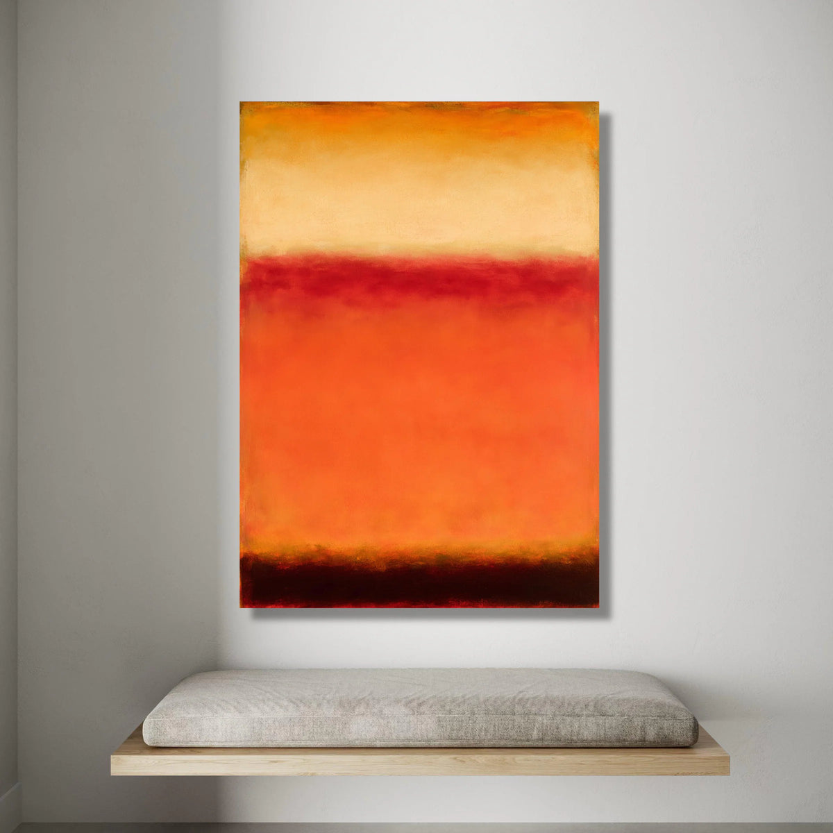 Warm Color Field Abstract Canvas, Modern Orange and Red Wall Art, Contemporary Minimalist Canvas, Home Living Room Canvas Print Art
