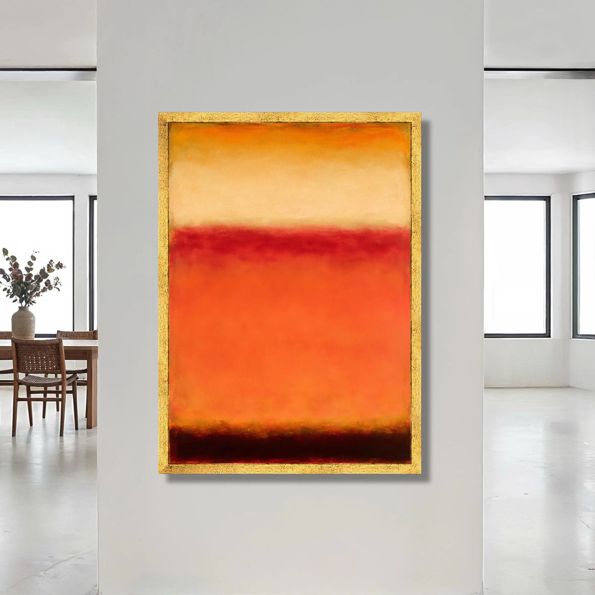 Warm Color Field Abstract Canvas, Modern Orange and Red Wall Art, Contemporary Minimalist Canvas, Home Living Room Canvas Print Art