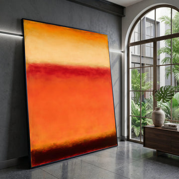 Warm Color Field Abstract Canvas, Modern Orange and Red Wall Art, Contemporary Minimalist Canvas, Home Living Room Canvas Print Art