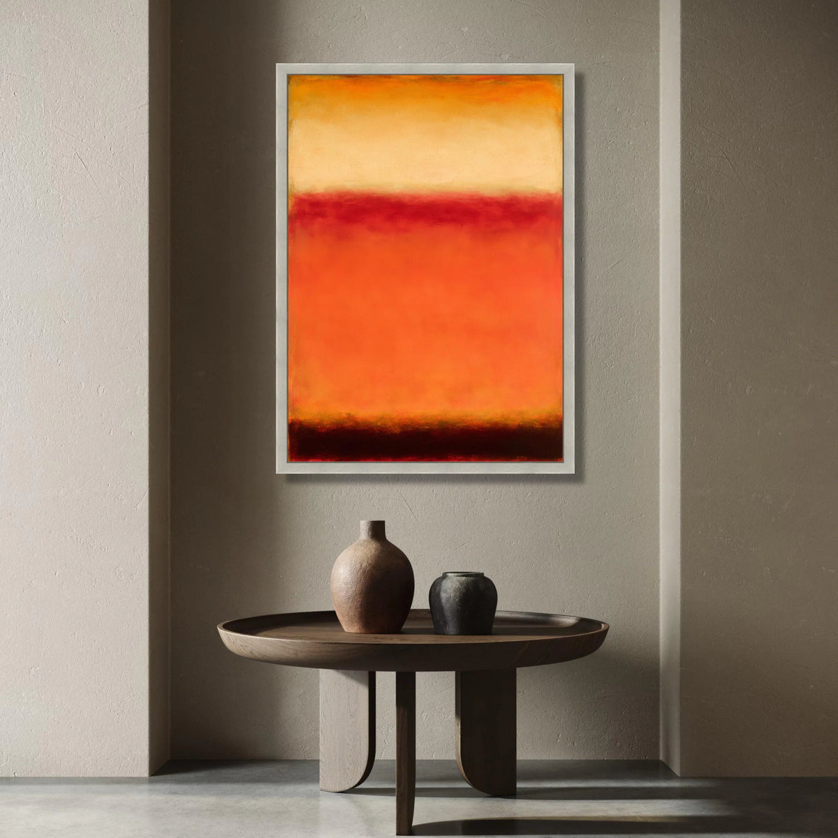 Warm Color Field Abstract Canvas, Modern Orange and Red Wall Art, Contemporary Minimalist Canvas, Home Living Room Canvas Print Art