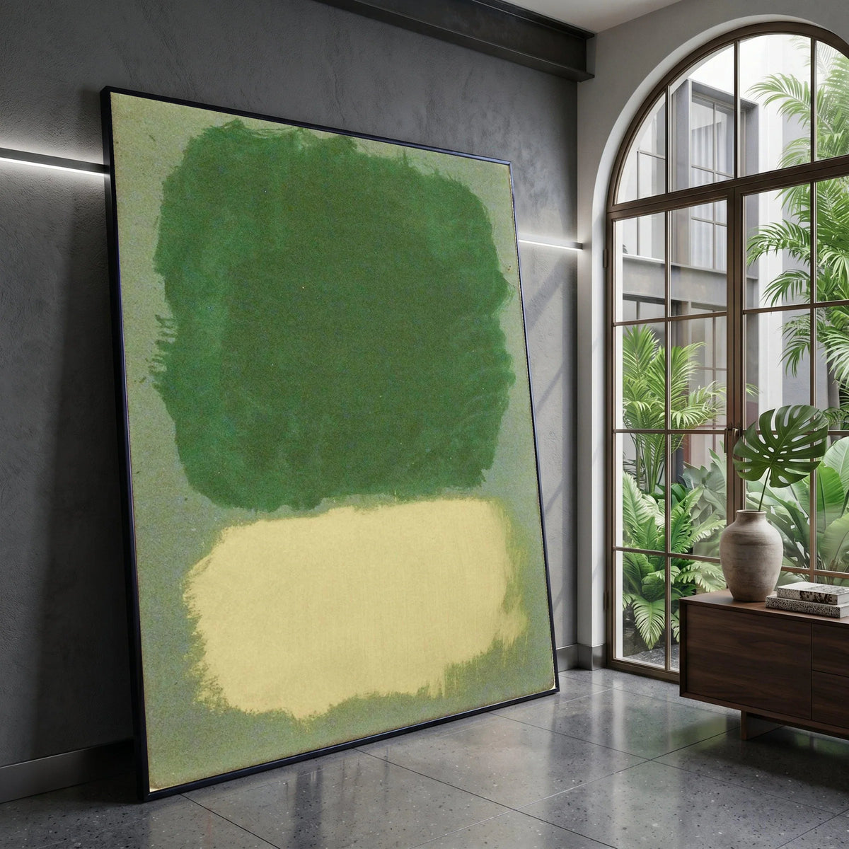 Minimalist Color Block Canvas Wall Art, Green and Beige Abstract Design, Modern Home Decoration, Contemporary Canvas Print Canvas Print Art