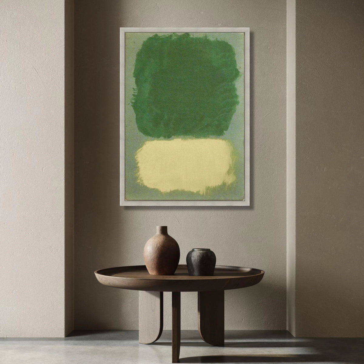 Minimalist Color Block Canvas Wall Art, Green and Beige Abstract Design, Modern Home Decoration, Contemporary Canvas Print Canvas Print Art