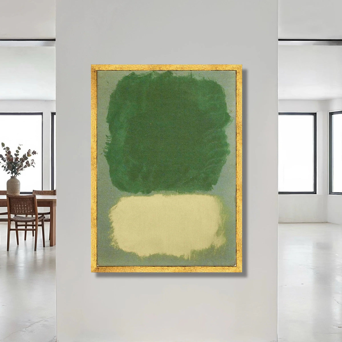 Minimalist Color Block Canvas Wall Art, Green and Beige Abstract Design, Modern Home Decoration, Contemporary Canvas Print Canvas Print Art