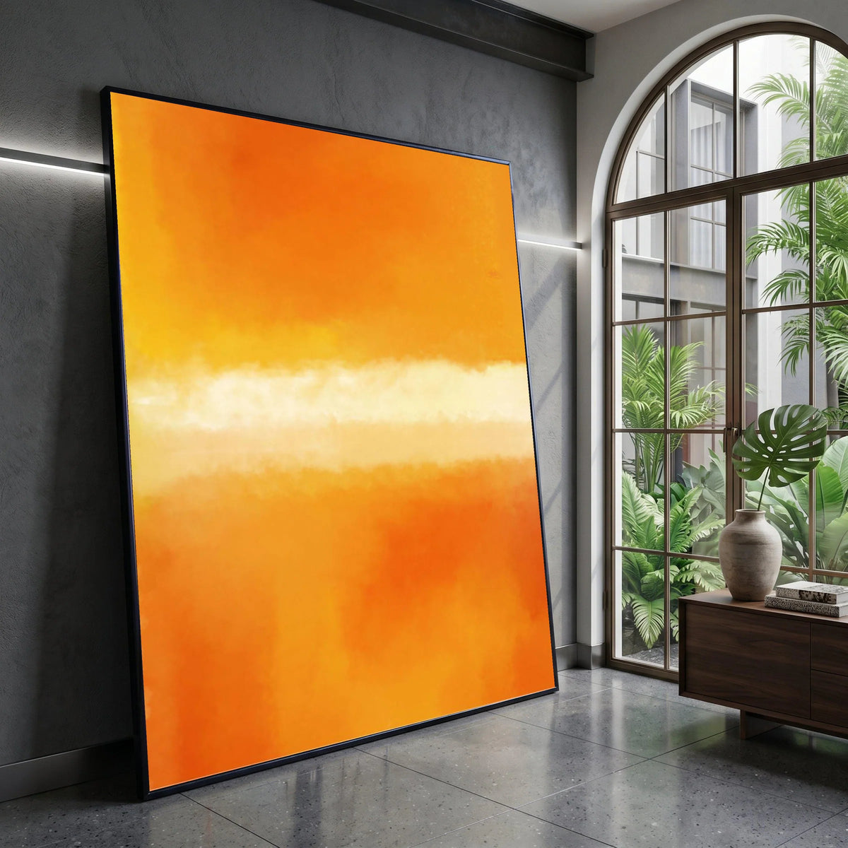 Warm Sunset Abstract Canvas, Orange Gradient Wall Art, Modern Color Field Canvas, Contemporary Home Decoration, Vibrant Canvas Print Art
