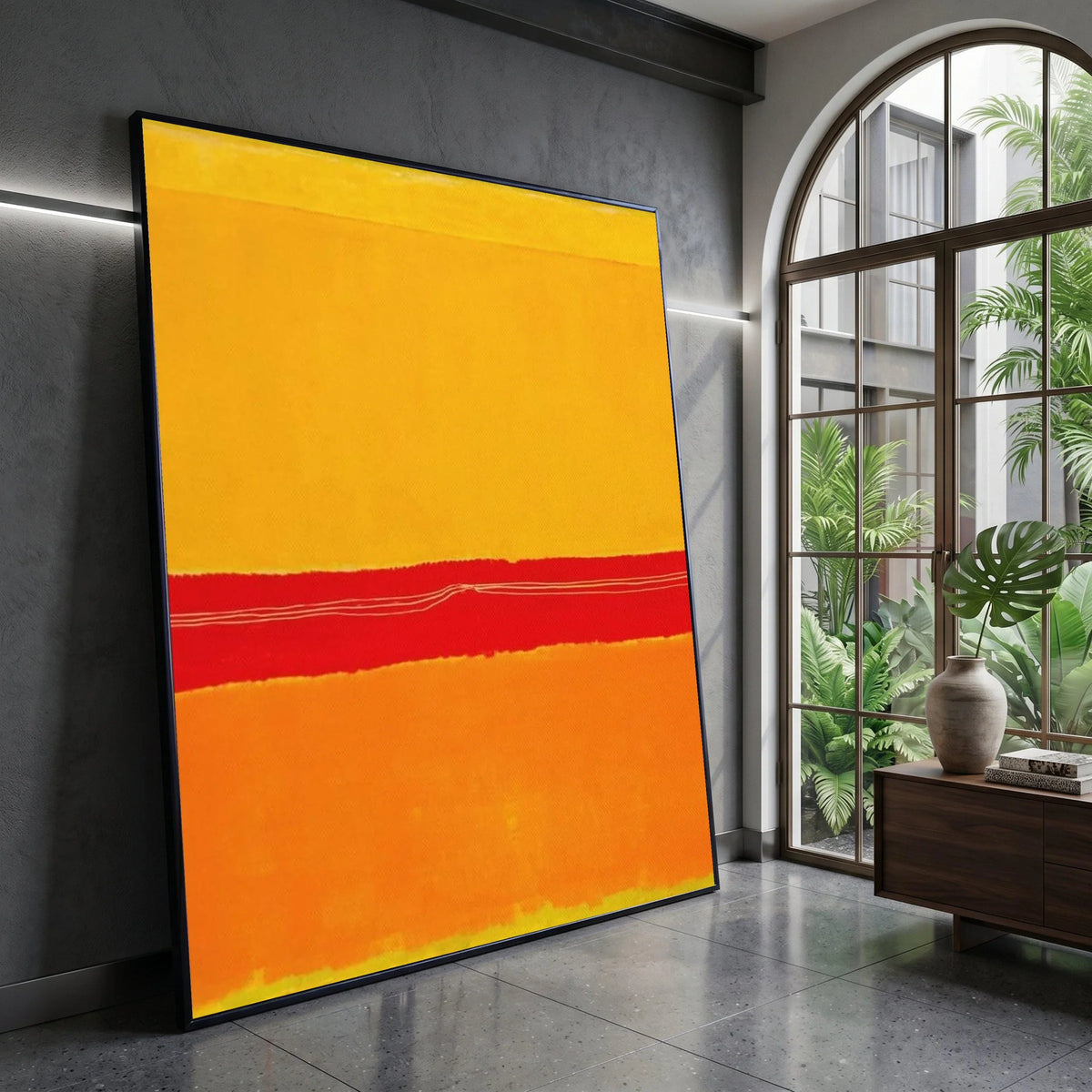 Vibrant Color Block Canvas Wall Art, Abstract Modern Canvas, Red Orange Yellow Painting, Contemporary Home Decoration Canvas Print Art