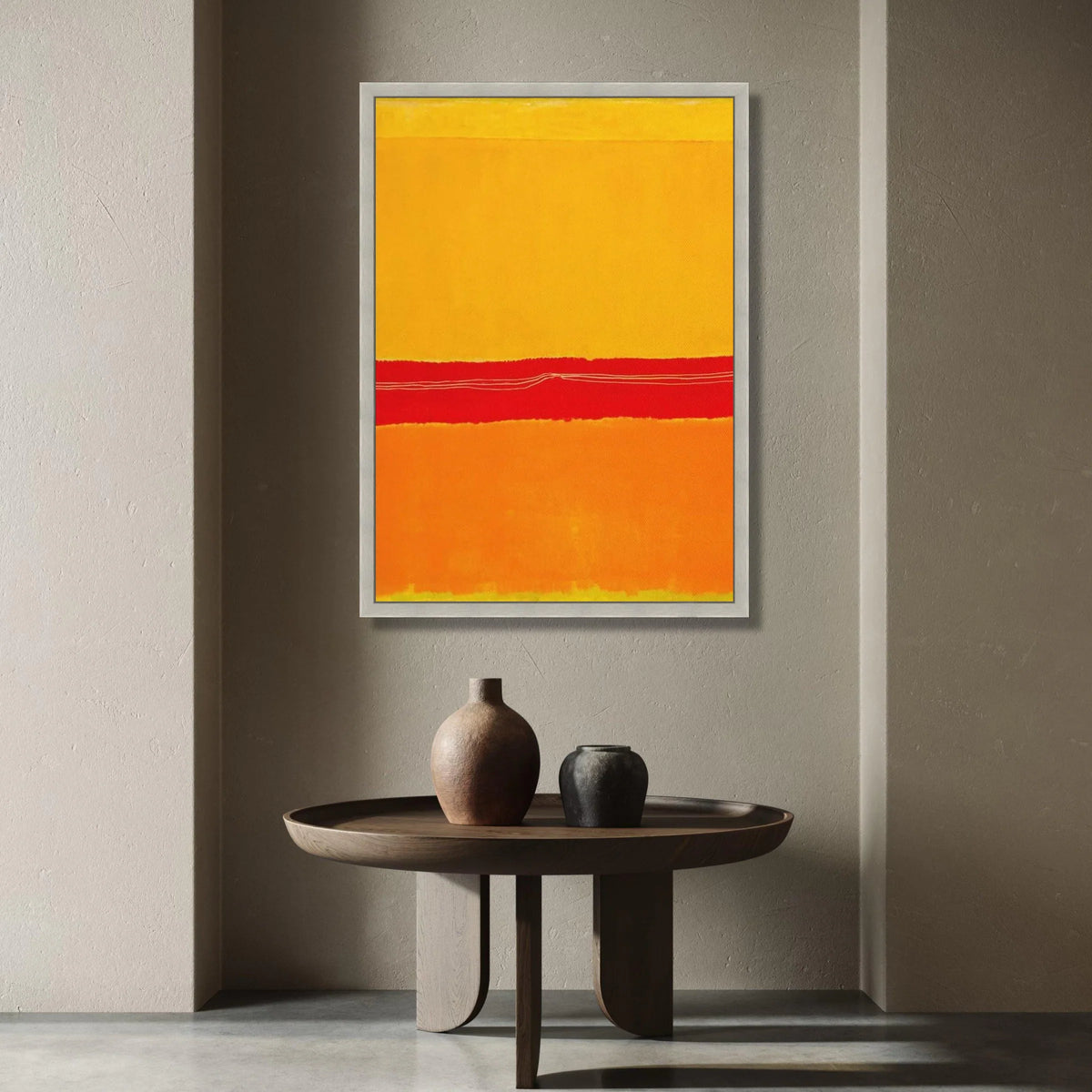 Vibrant Color Block Canvas Wall Art, Abstract Modern Canvas, Red Orange Yellow Painting, Contemporary Home Decoration Canvas Print Art