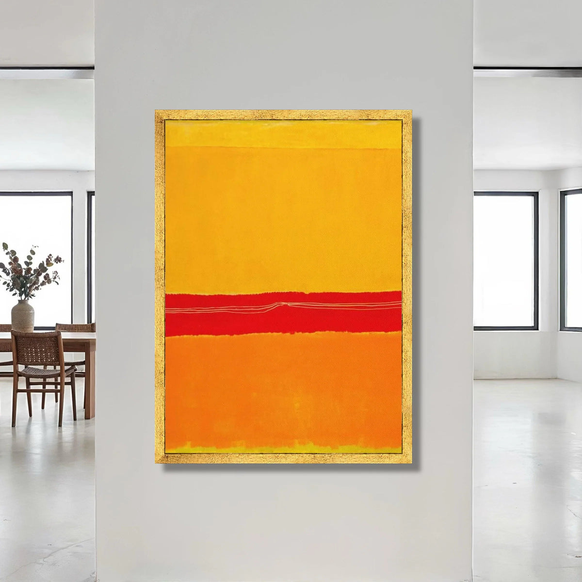 Vibrant Color Block Canvas Wall Art, Abstract Modern Canvas, Red Orange Yellow Painting, Contemporary Home Decoration Canvas Print Art