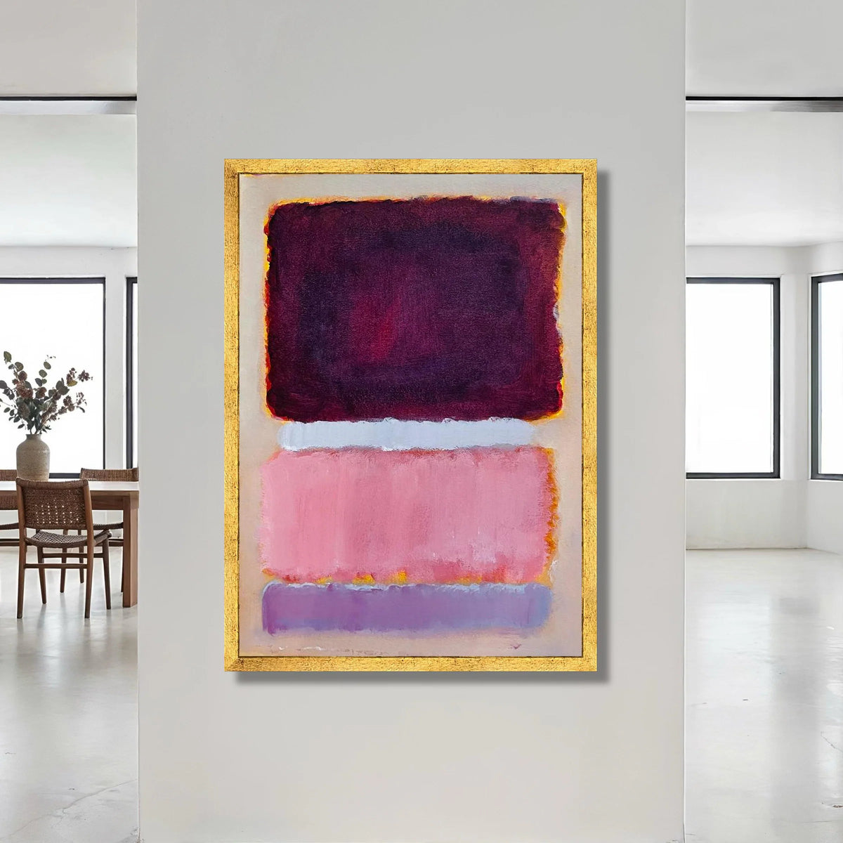 Abstract Color Block Canvas Wall Art, Modern Home Decoration, Contemporary Purple and Pink Canvas, Bold Living Room Wall Canvas Print Art