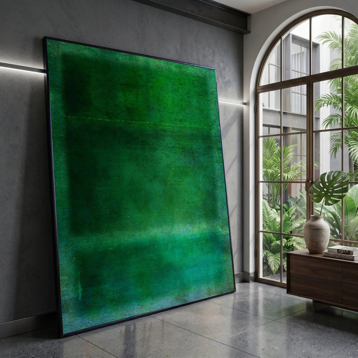 Deep Green Abstract Canvas, Modern Minimalist Wall Art, Contemporary Color Field Painting, Home Décor Canvas, Artistic Canvas Print Art