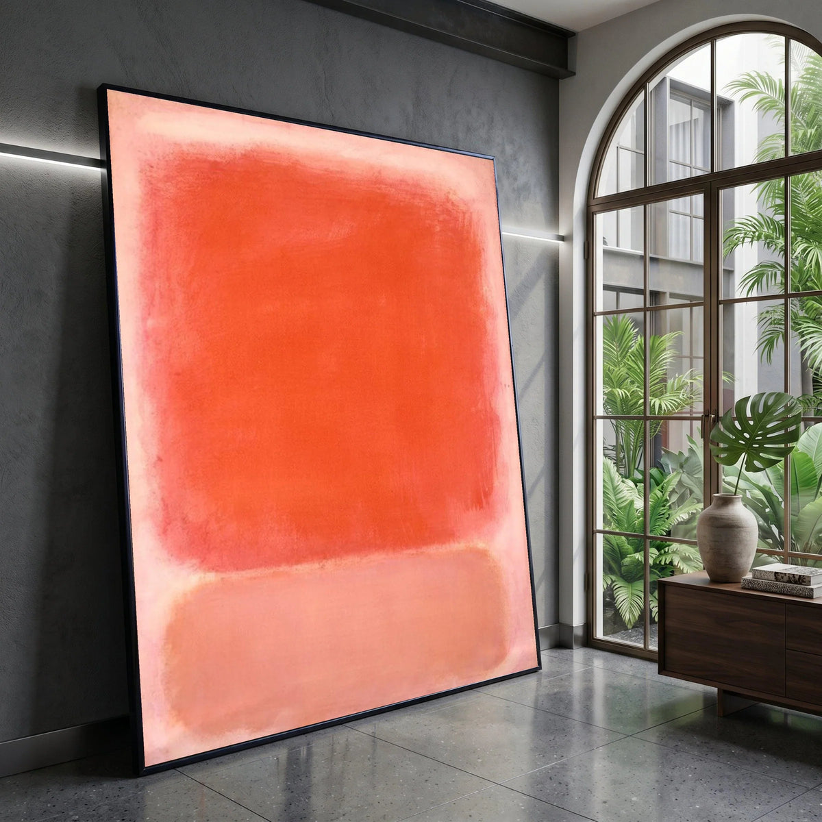 Vibrant Abstract Color Blocks Canvas, Modern Red and Pink Wall Art, Minimalist Home Decoration, Contemporary Canvas Canvas Print Art