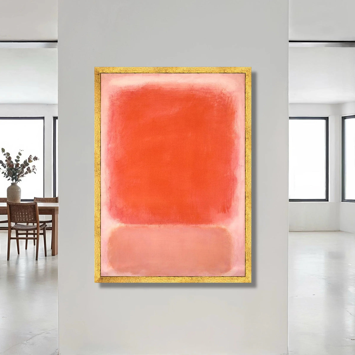 Vibrant Abstract Color Blocks Canvas, Modern Red and Pink Wall Art, Minimalist Home Decoration, Contemporary Canvas Canvas Print Art