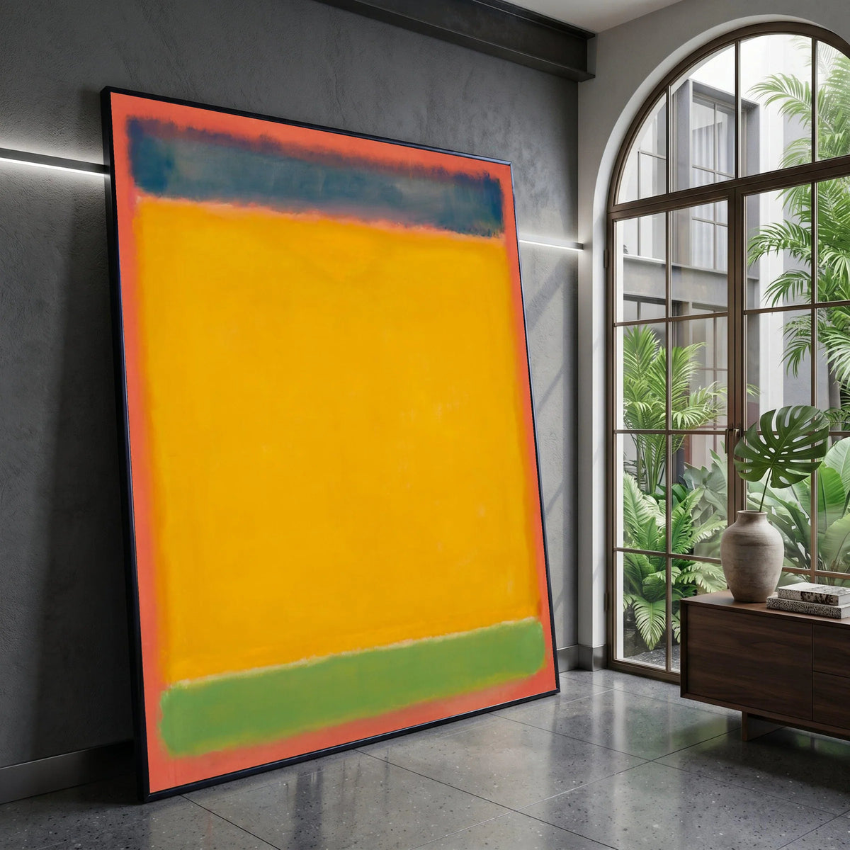 Vibrant Color Blocks Canvas Wall Art, Abstract Modern Design, Bold Yellow and Green Canvas, Contemporary Room Decoration Canvas Print Art