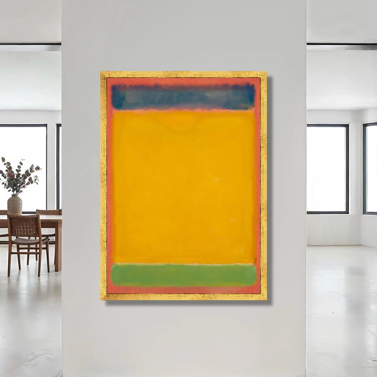 Vibrant Color Blocks Canvas Wall Art, Abstract Modern Design, Bold Yellow and Green Canvas, Contemporary Room Decoration Canvas Print Art