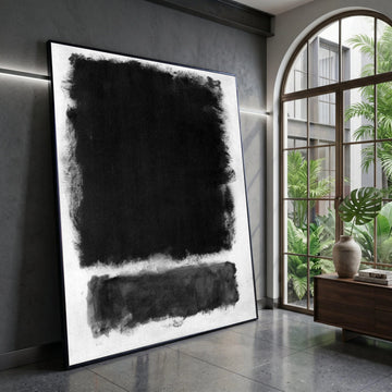 Minimalist Black Abstract Canvas, Modern Wall Art, Contemporary Home Decor, Monochrome Canvas Painting, Sophisticated Canvas Print Art