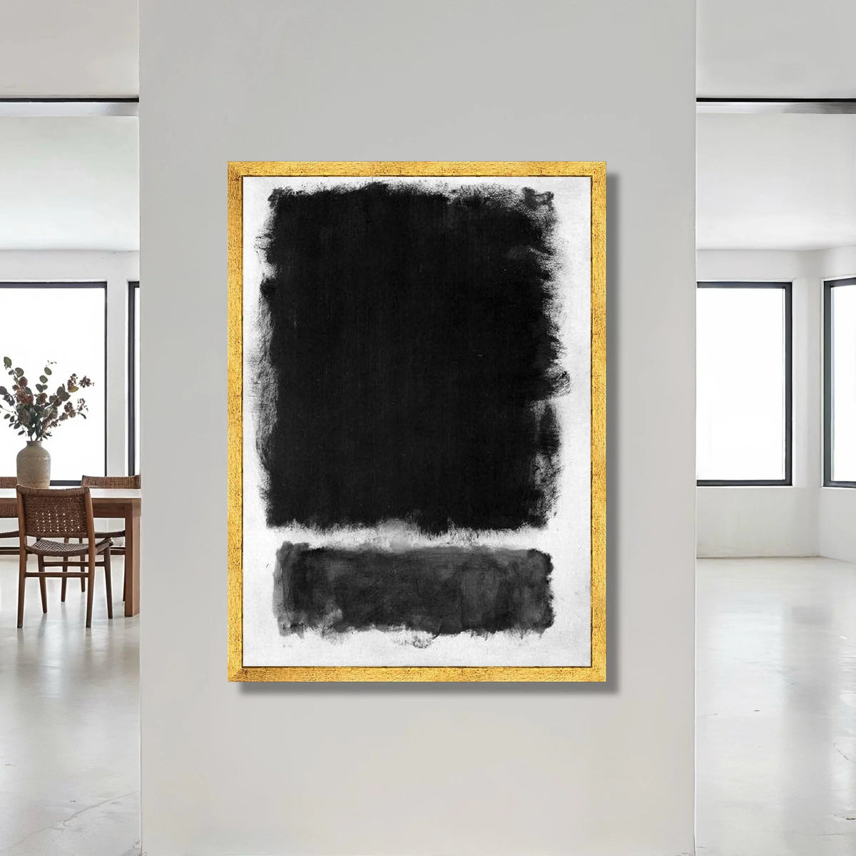Minimalist Black Abstract Canvas, Modern Wall Art, Contemporary Home Decor, Monochrome Canvas Painting, Sophisticated Canvas Print Art
