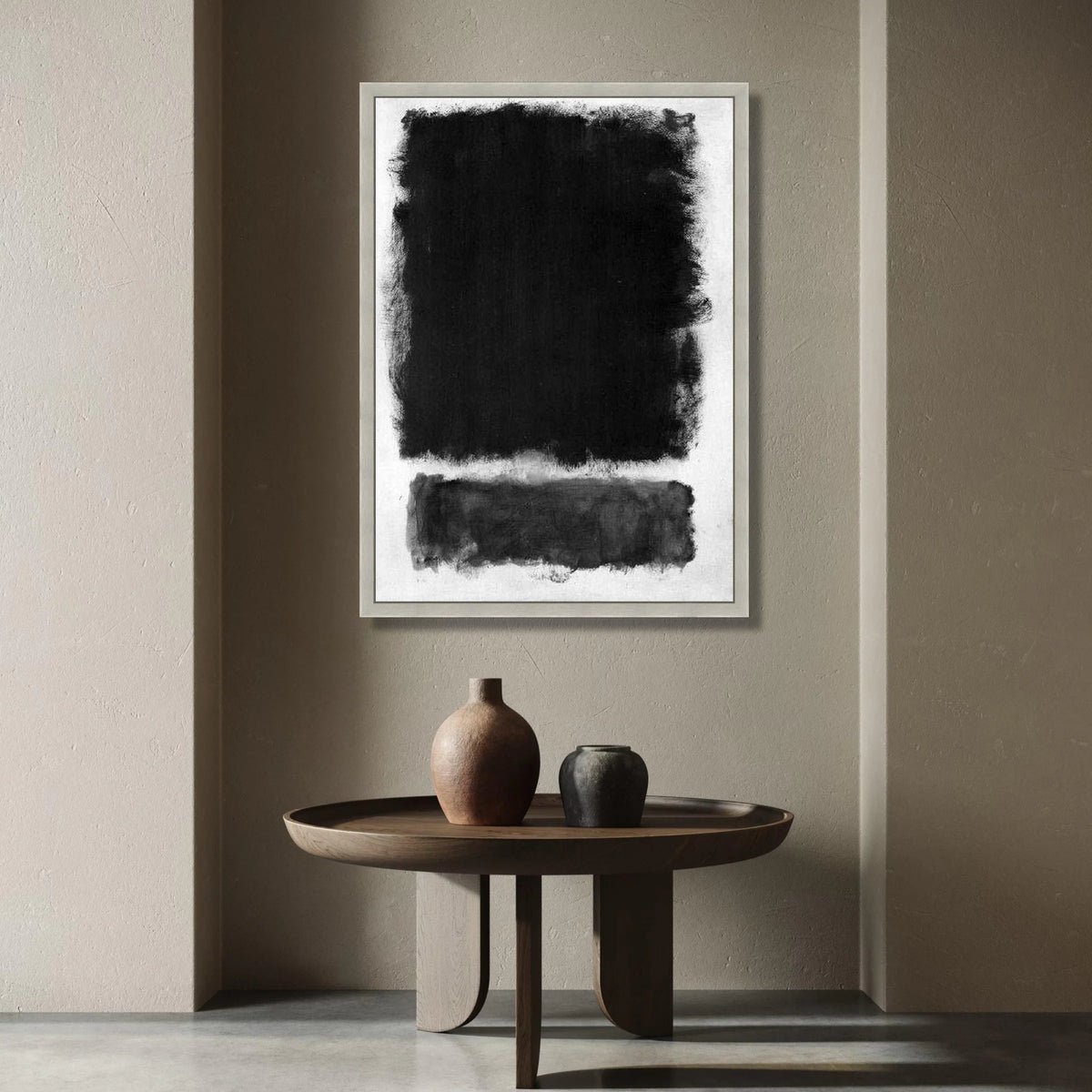 Minimalist Black Abstract Canvas, Modern Wall Art, Contemporary Home Decor, Monochrome Canvas Painting, Sophisticated Canvas Print Art
