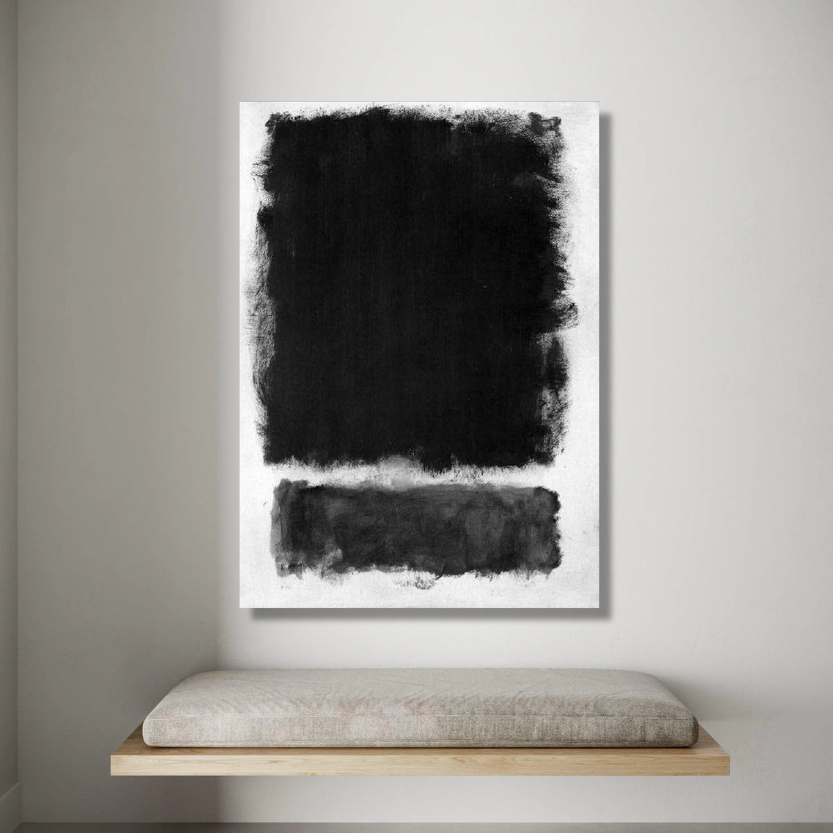 Minimalist Black Abstract Canvas, Modern Wall Art, Contemporary Home Decor, Monochrome Canvas Painting, Sophisticated Canvas Print Art