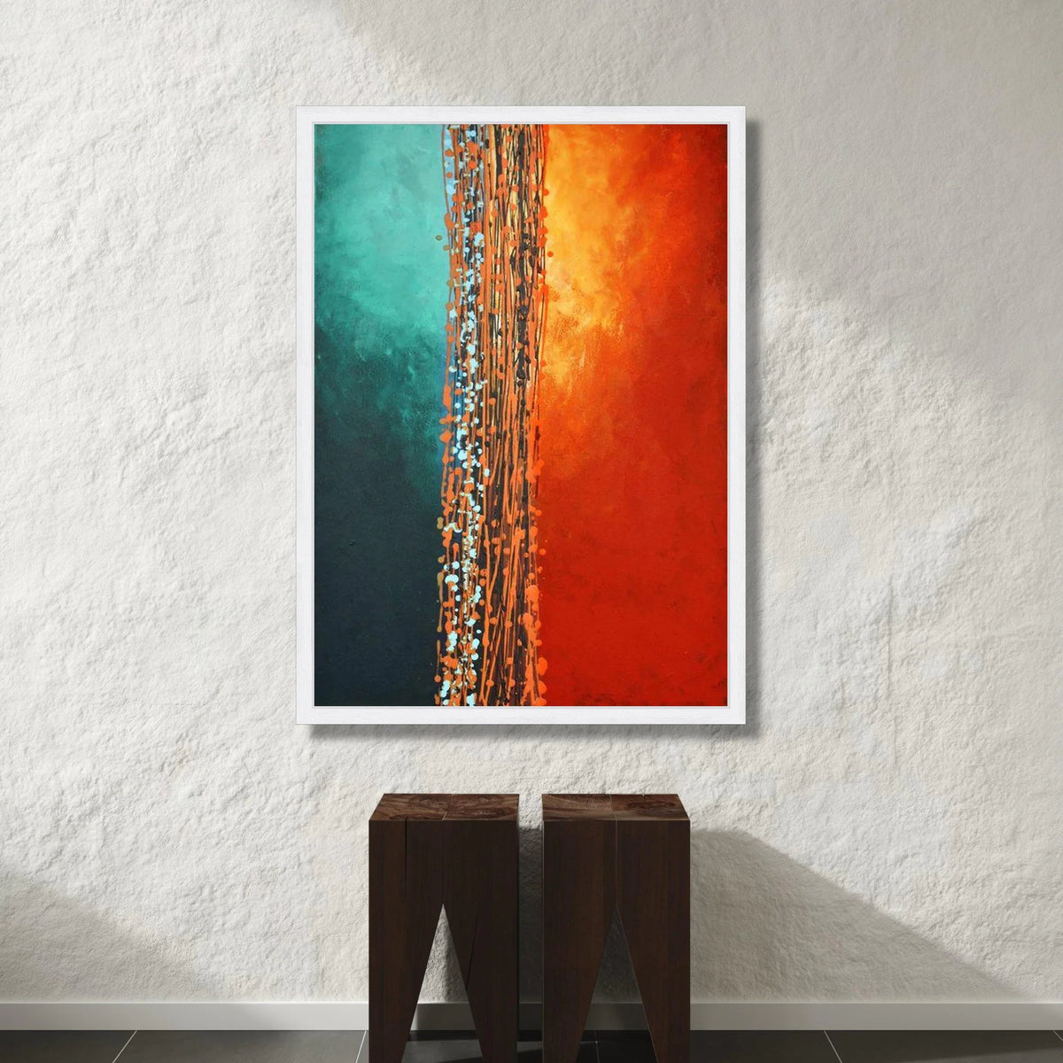 Vibrant Abstract Color Contrast Canvas, Modern Art Wall Decor, Blue and Orange Vertical Lines, Contemporary Home Canvas, Canvas Print Art