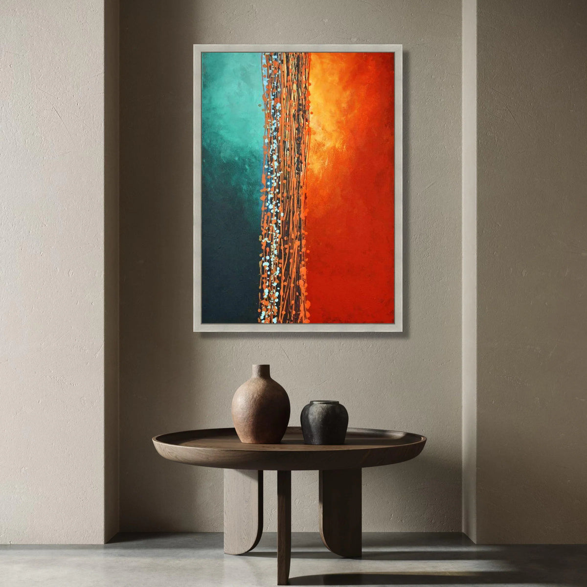 Vibrant Abstract Color Contrast Canvas, Modern Art Wall Decor, Blue and Orange Vertical Lines, Contemporary Home Canvas, Canvas Print Art