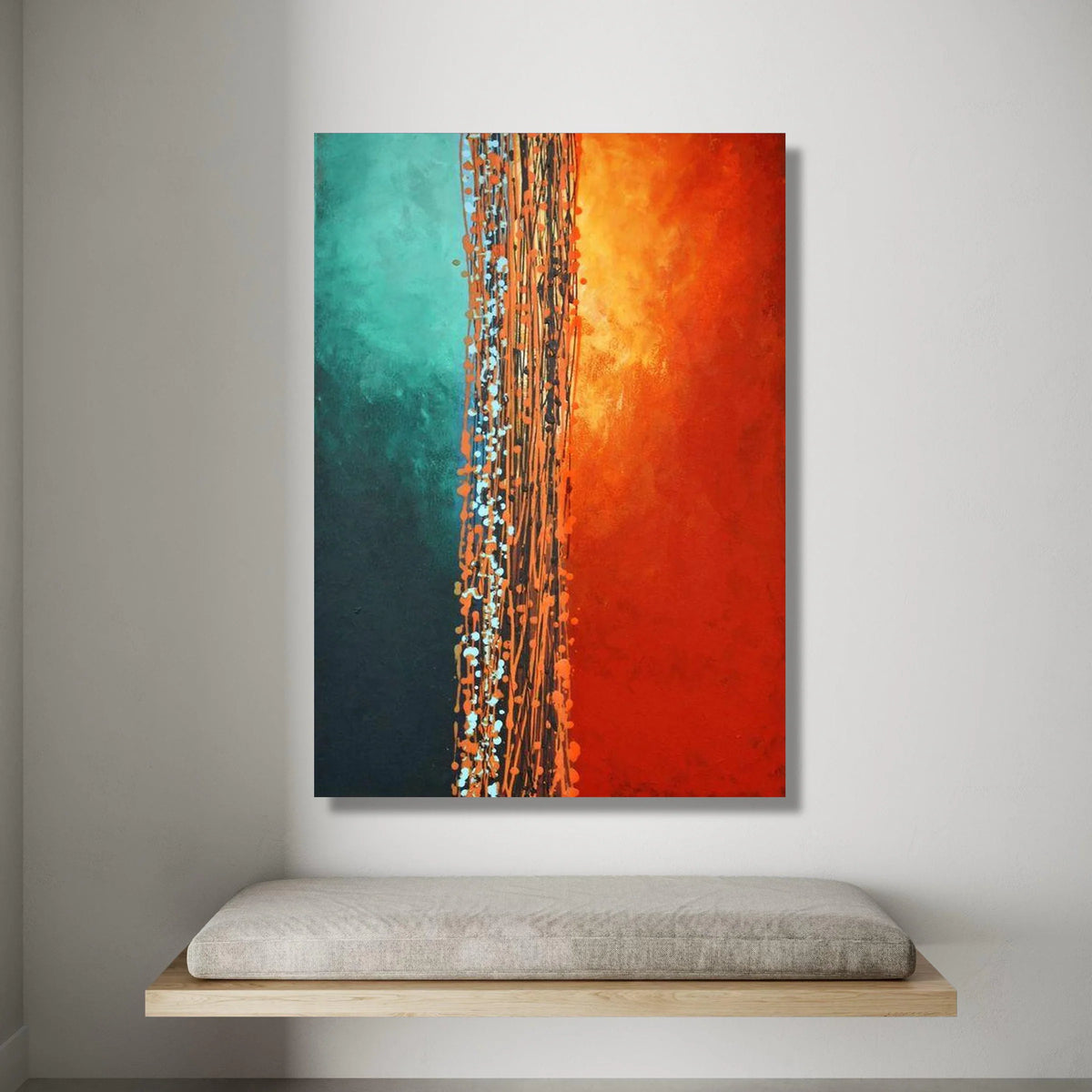 Vibrant Abstract Color Contrast Canvas, Modern Art Wall Decor, Blue and Orange Vertical Lines, Contemporary Home Canvas, Canvas Print Art