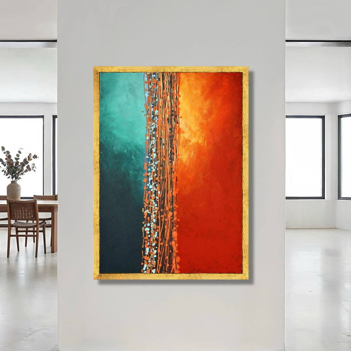 Vibrant Abstract Color Contrast Canvas, Modern Art Wall Decor, Blue and Orange Vertical Lines, Contemporary Home Canvas, Canvas Print Art