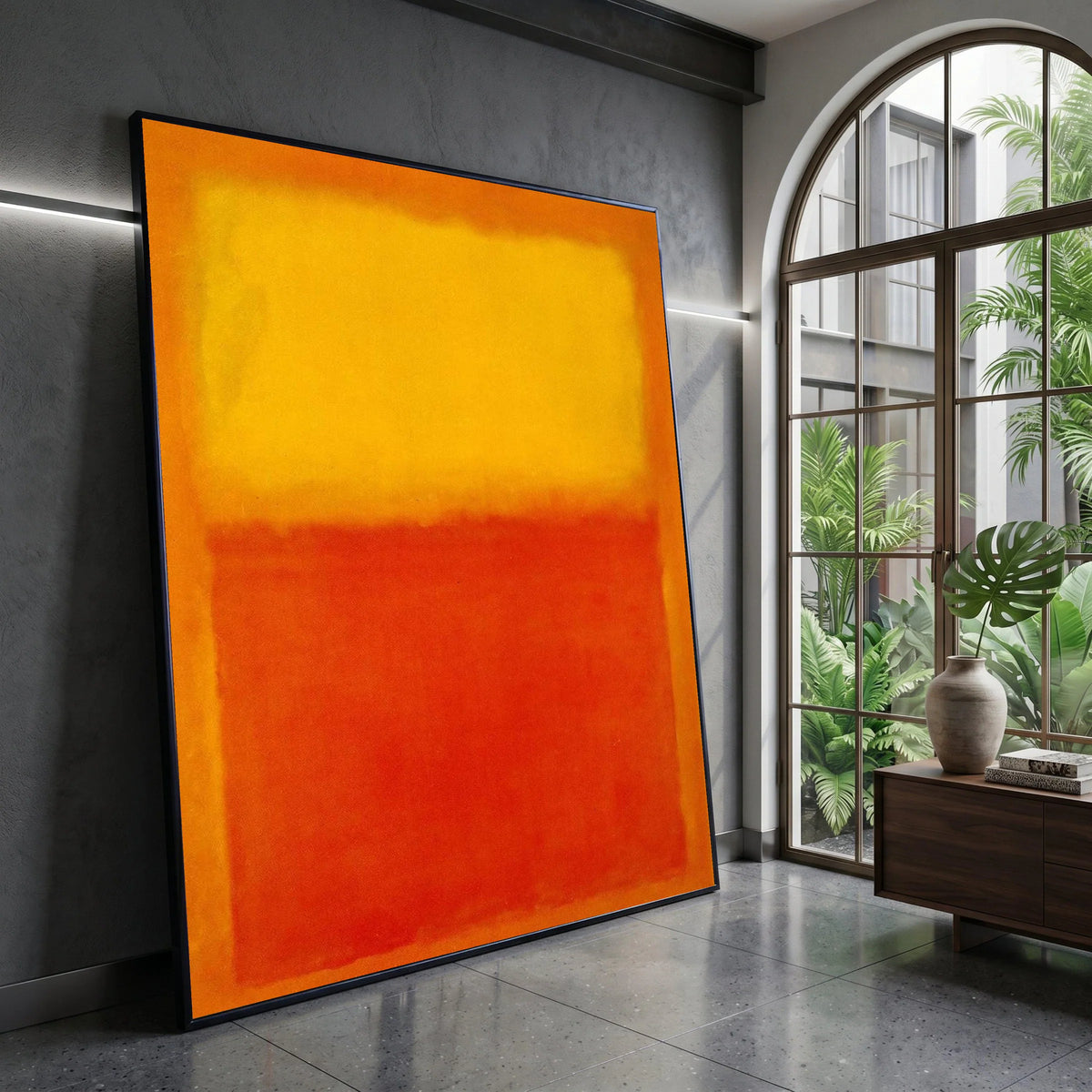 Abstract Color Block Canvas Wall Art, Warm Yellow and Red Modern Canvas, Living Room Decoration, Contemporary Art Print, Canvas Print Art