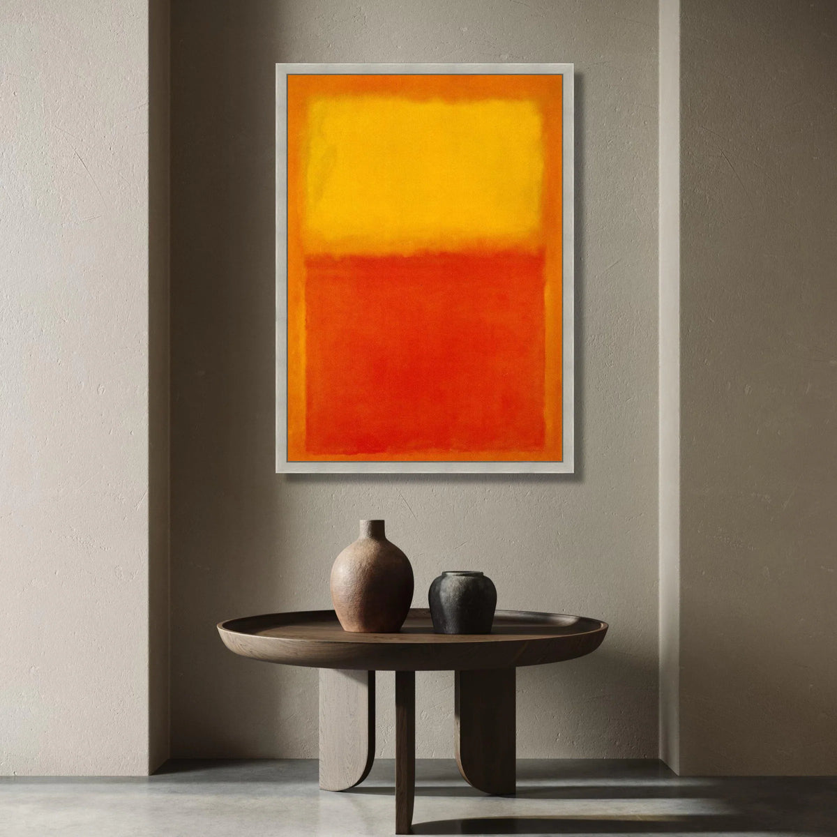 Abstract Color Block Canvas Wall Art, Warm Yellow and Red Modern Canvas, Living Room Decoration, Contemporary Art Print, Canvas Print Art