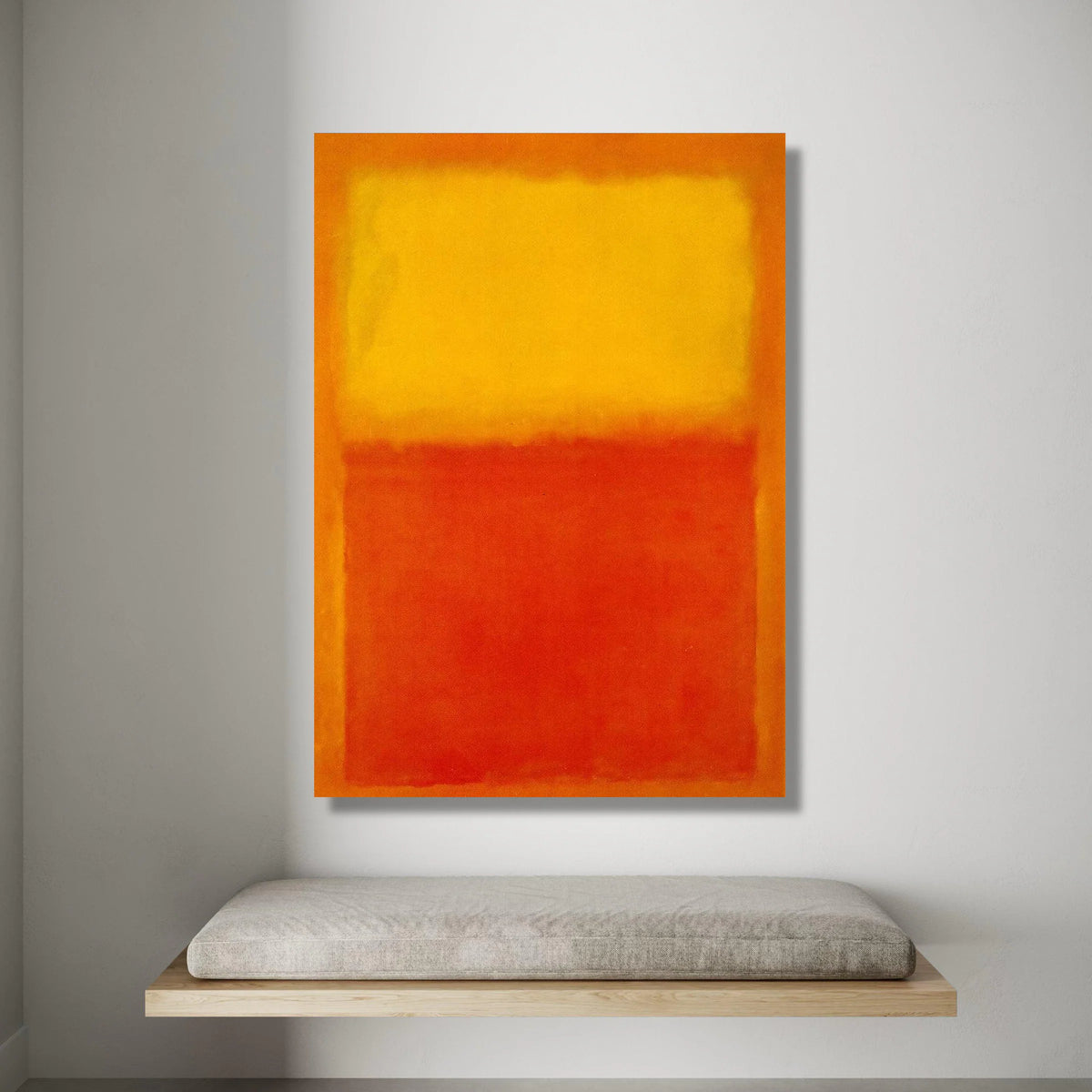 Abstract Color Block Canvas Wall Art, Warm Yellow and Red Modern Canvas, Living Room Decoration, Contemporary Art Print, Canvas Print Art