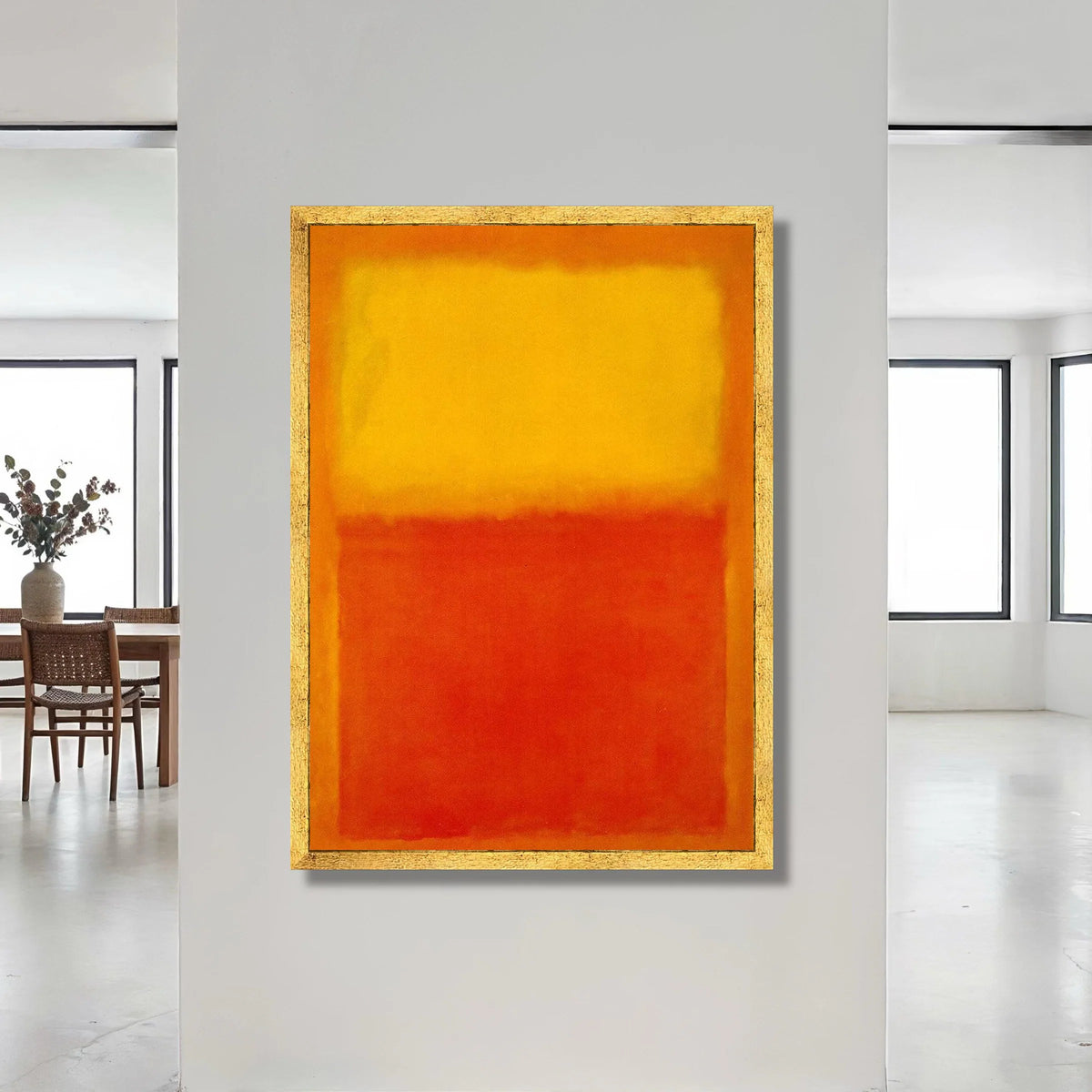 Abstract Color Block Canvas Wall Art, Warm Yellow and Red Modern Canvas, Living Room Decoration, Contemporary Art Print, Canvas Print Art