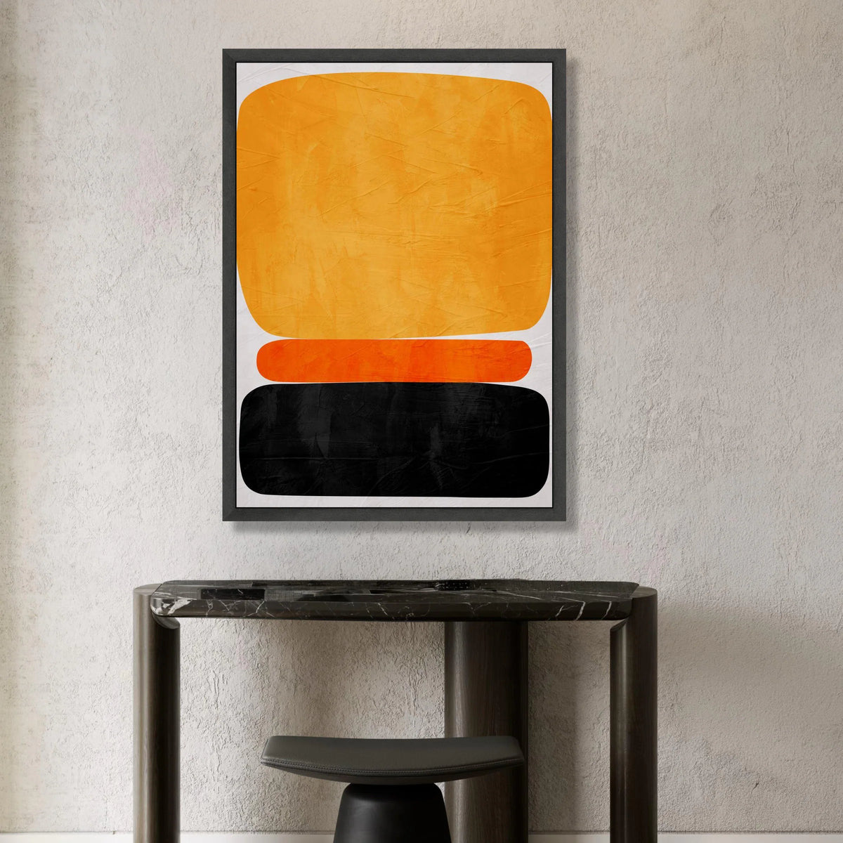 Abstract Color Block Canvas Wall Art, Modern Orange Black Design, Mid Century Contemporary Canvas, Minimalist Home Canvas Print Art