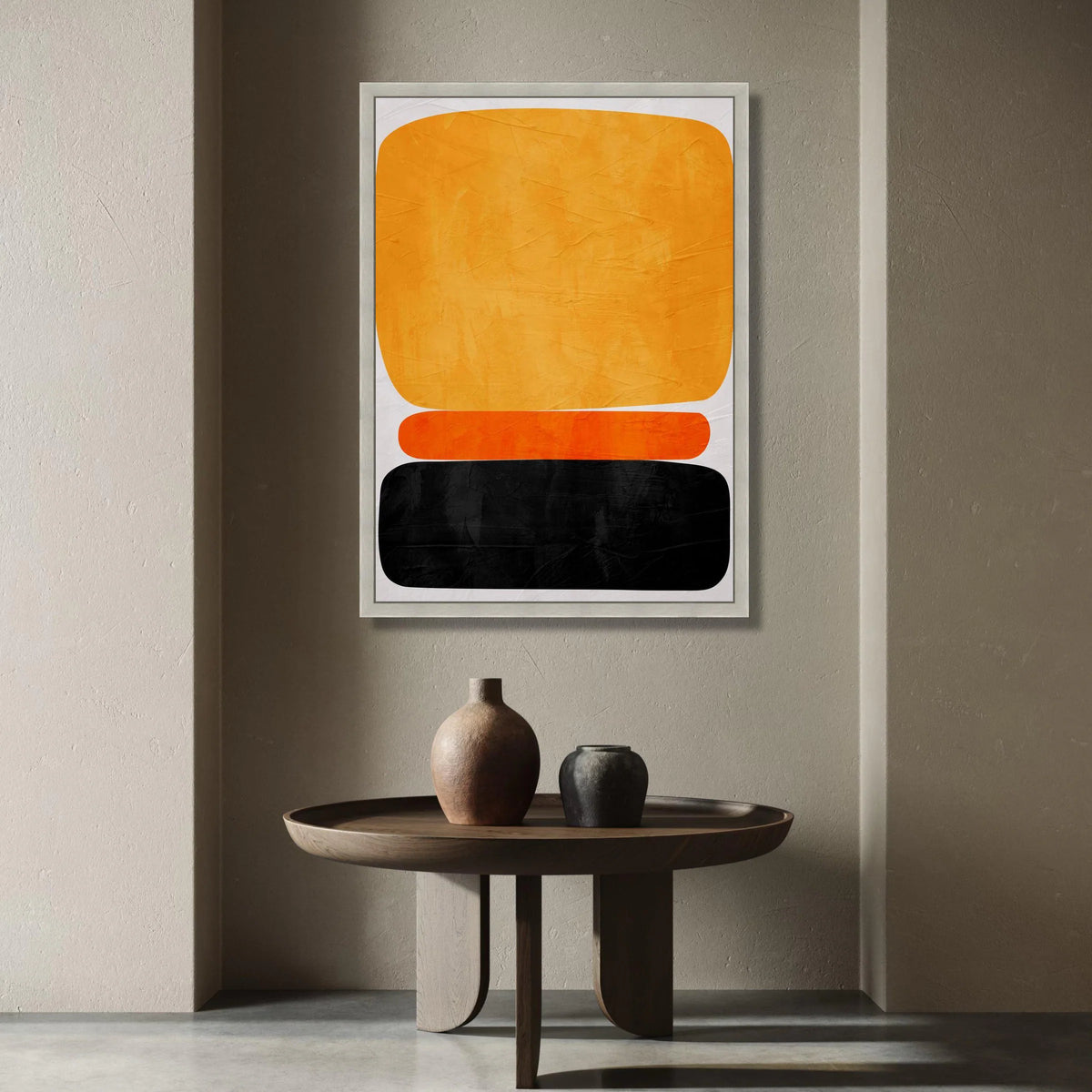 Abstract Color Block Canvas Wall Art, Modern Orange Black Design, Mid Century Contemporary Canvas, Minimalist Home Canvas Print Art