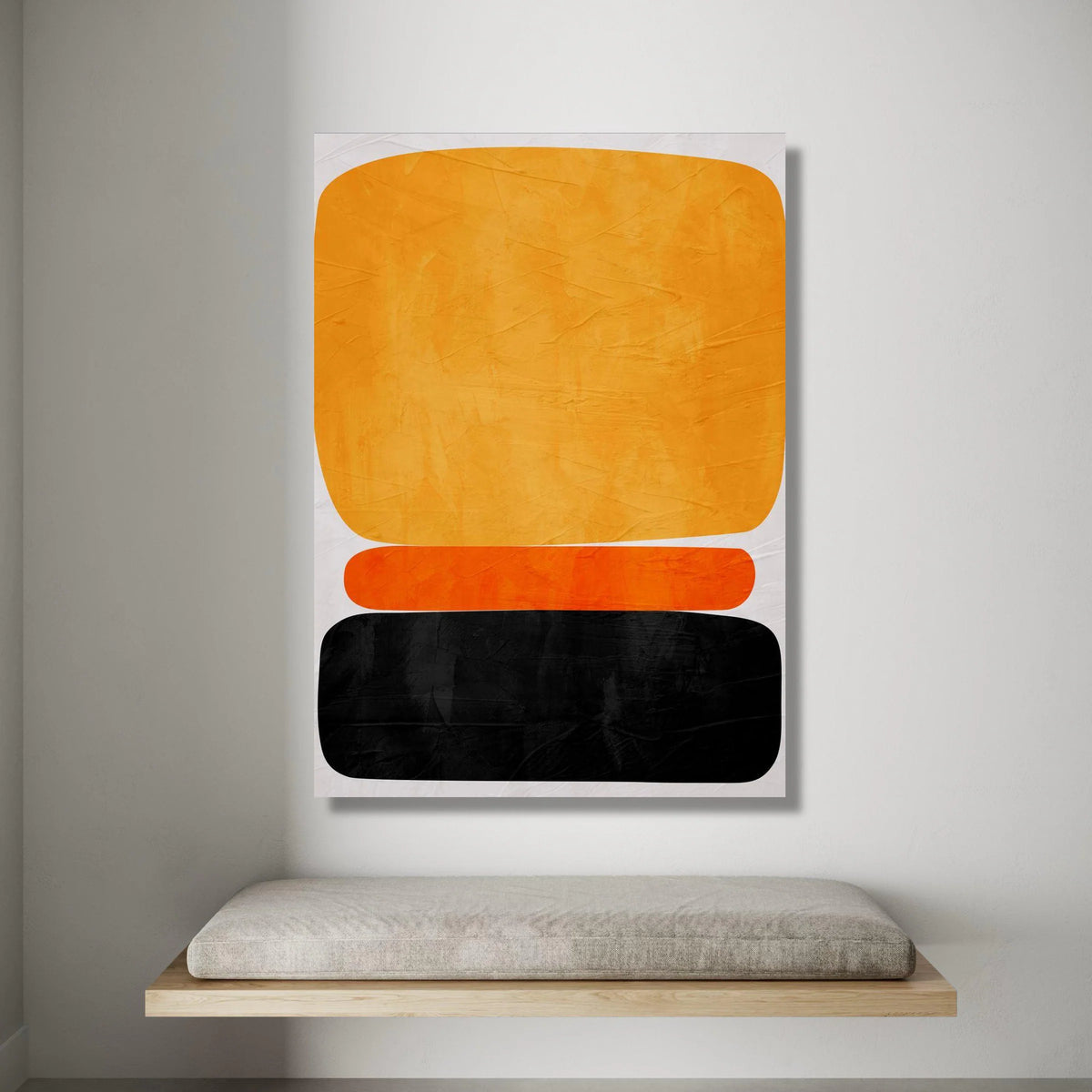 Abstract Color Block Canvas Wall Art, Modern Orange Black Design, Mid Century Contemporary Canvas, Minimalist Home Canvas Print Art