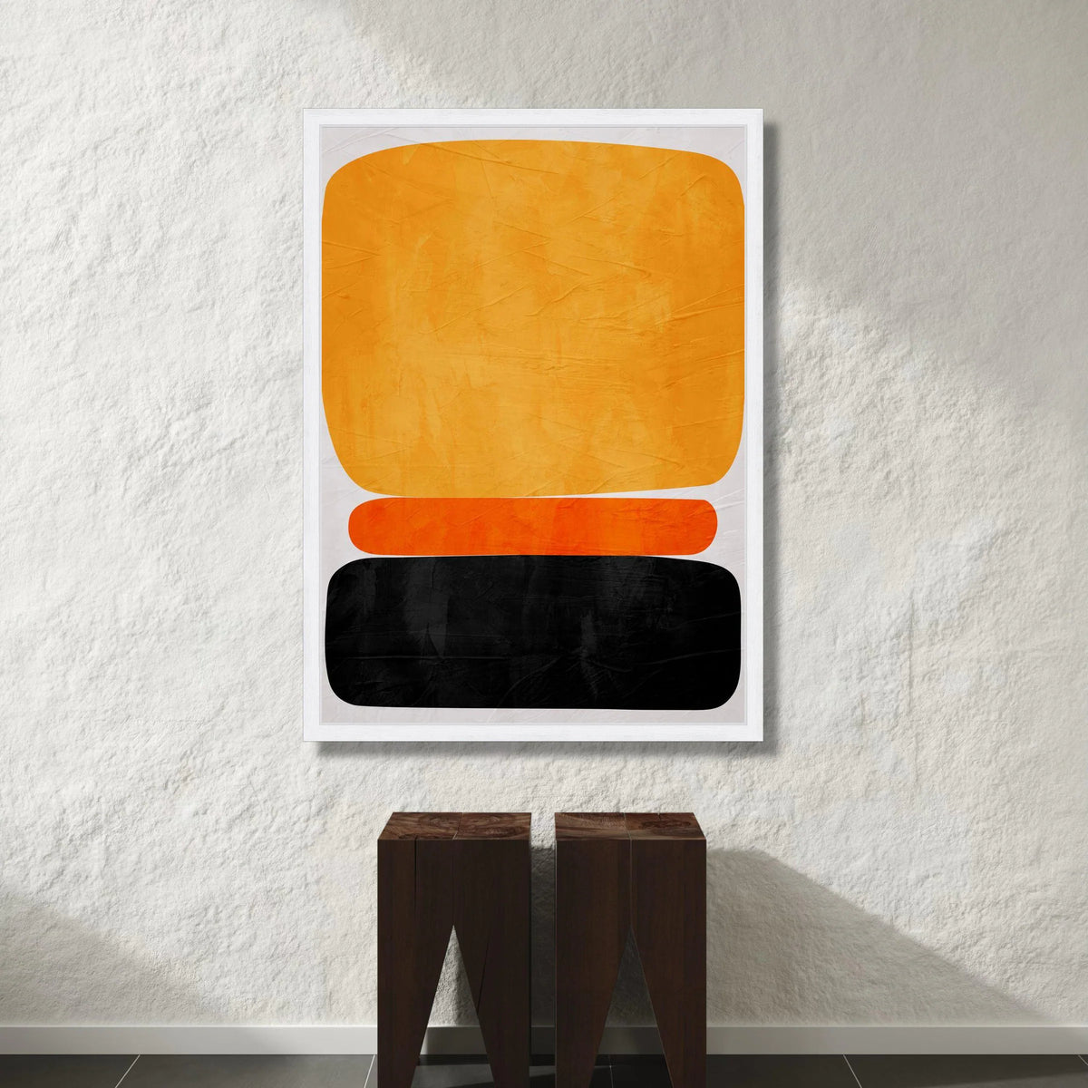 Abstract Color Block Canvas Wall Art, Modern Orange Black Design, Mid Century Contemporary Canvas, Minimalist Home Canvas Print Art