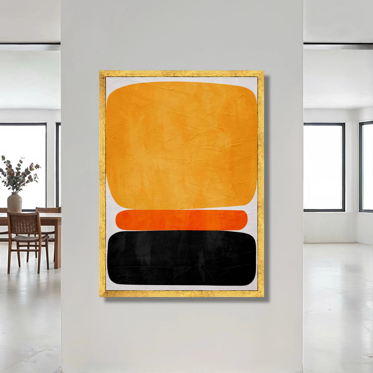 Abstract Color Block Canvas Wall Art, Modern Orange Black Design, Mid Century Contemporary Canvas, Minimalist Home Canvas Print Art