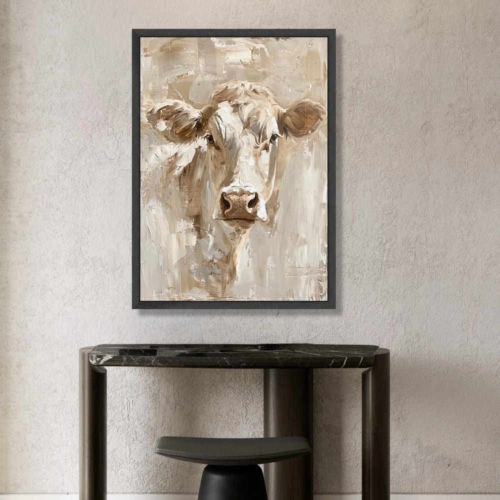 Rustic Cow Portrait Canvas, Farm Animal Wall Art, Neutral Tones Canvas, Country Home Decoration, Farmhouse Style Canvas Canvas Print Art