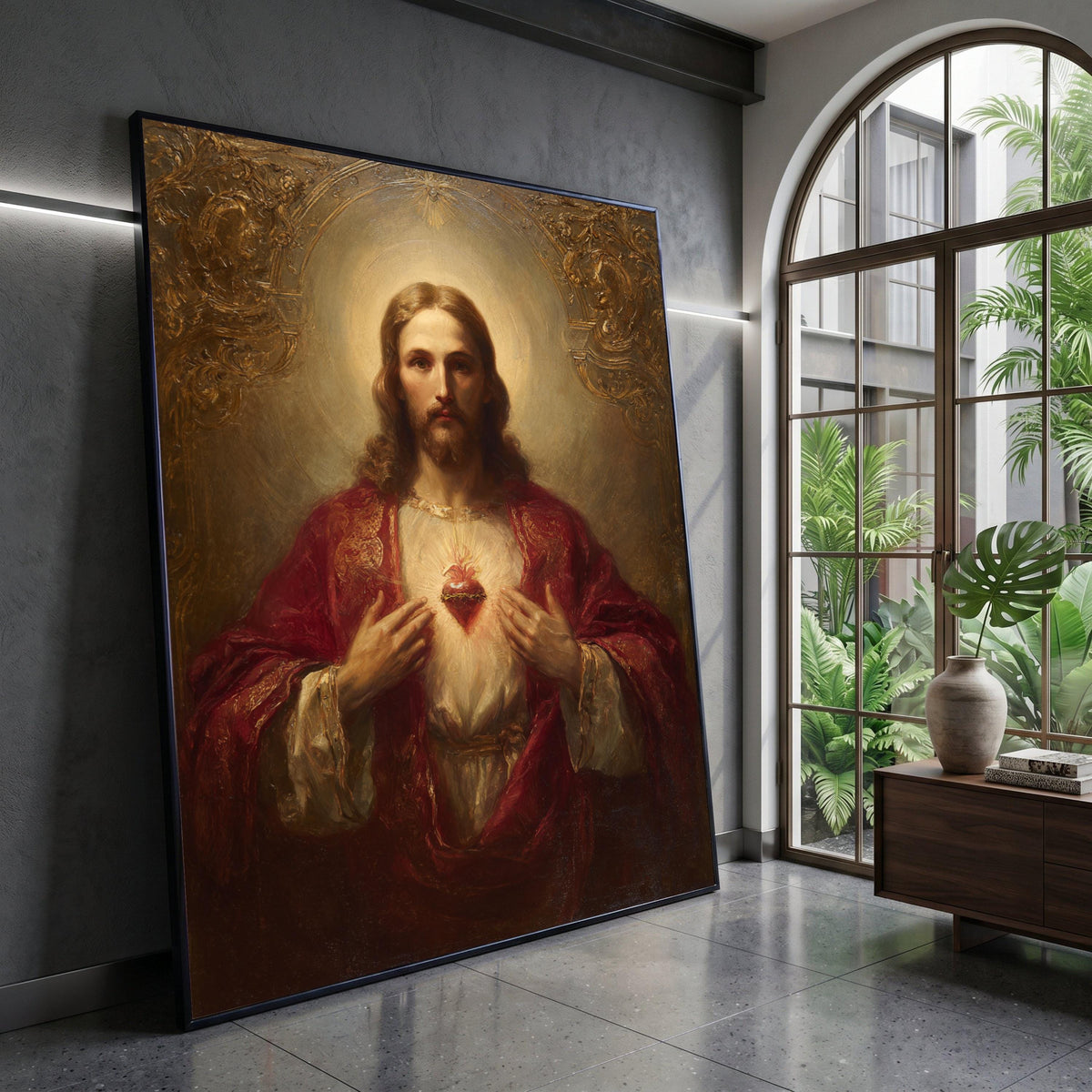 Sacred Heart of Jesus Canvas Wall Art, Christian Religious Painting, Spiritual Home Decoration, Inspirational Faith Canvas, Canvas Print Art