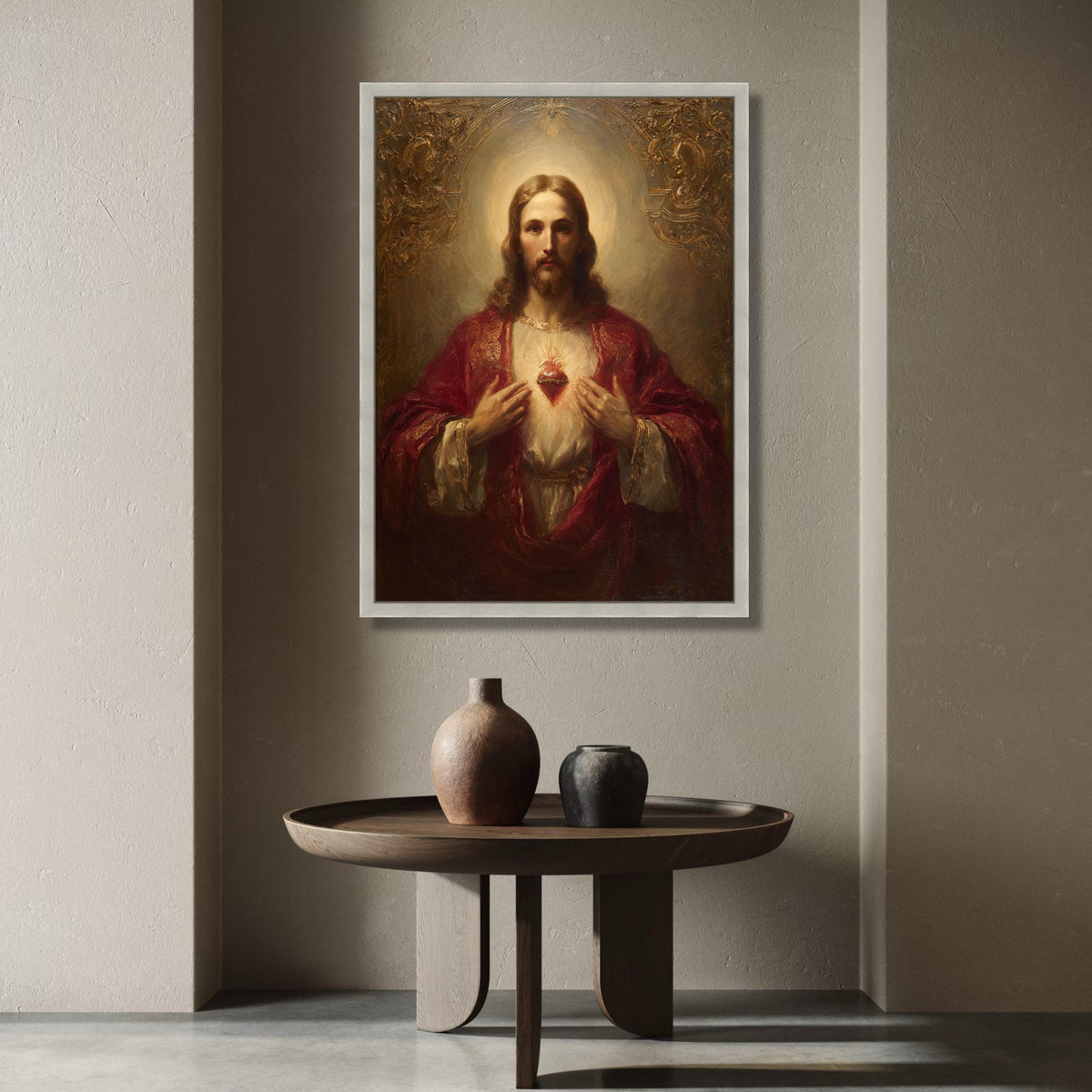 Sacred Heart of Jesus Canvas Wall Art, Christian Religious Painting, Spiritual Home Decoration, Inspirational Faith Canvas, Canvas Print Art