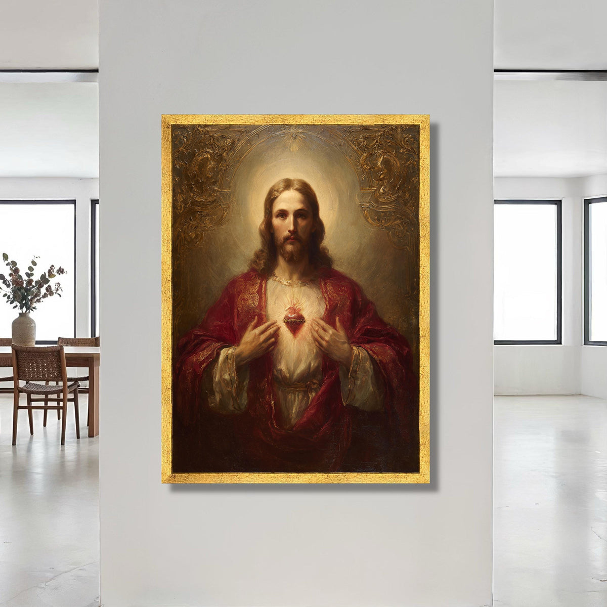 Sacred Heart of Jesus Canvas Wall Art, Christian Religious Painting, Spiritual Home Decoration, Inspirational Faith Canvas, Canvas Print Art