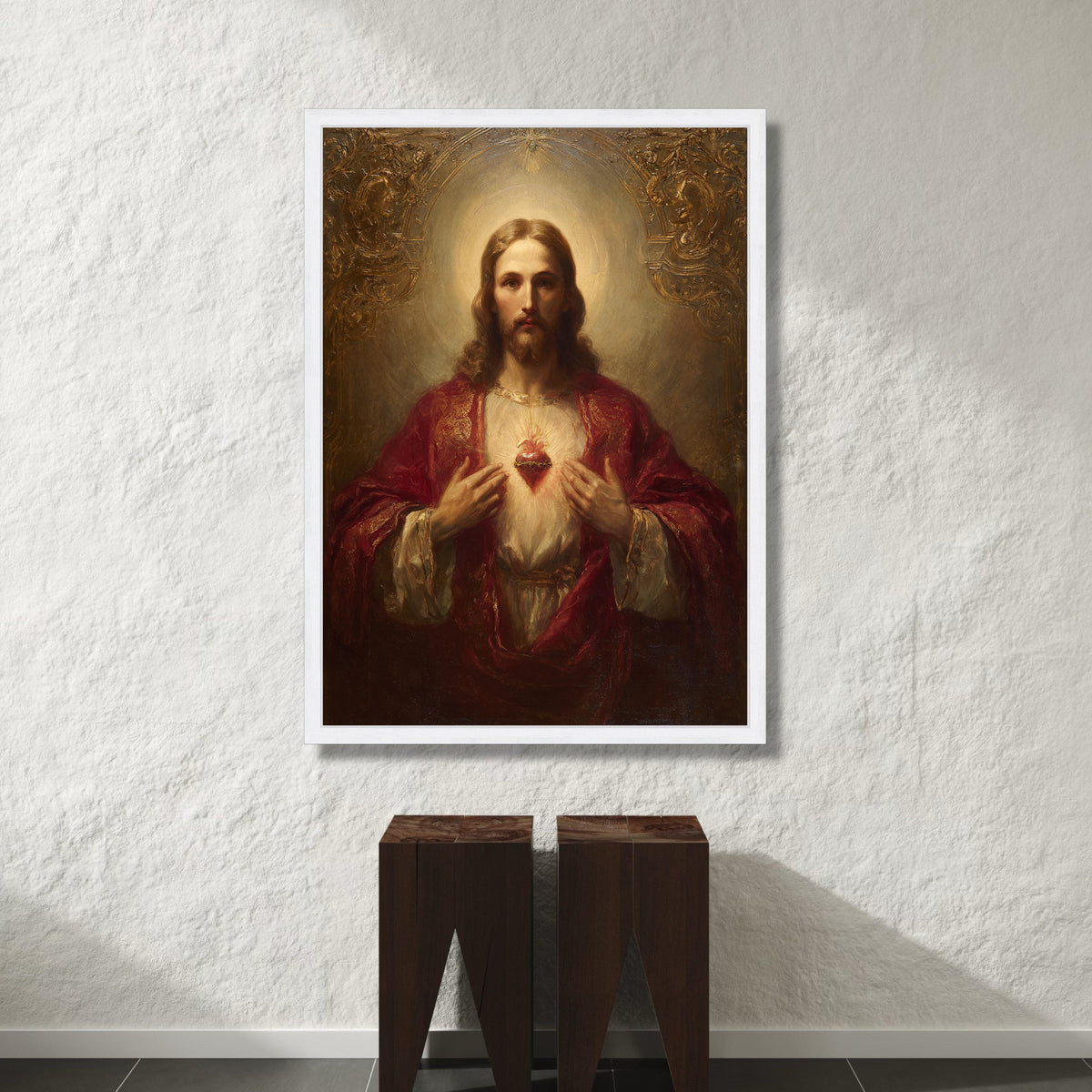 Sacred Heart of Jesus Canvas Wall Art, Christian Religious Painting, Spiritual Home Decoration, Inspirational Faith Canvas, Canvas Print Art