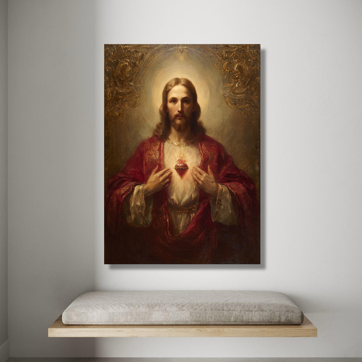 Sacred Heart of Jesus Canvas Wall Art, Christian Religious Painting, Spiritual Home Decoration, Inspirational Faith Canvas, Canvas Print Art