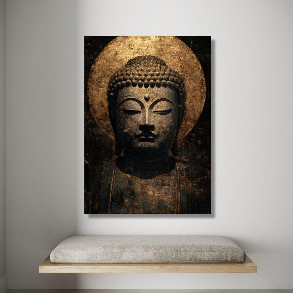 Serene Buddha Portrait Canvas, Spiritual Wall Art, Meditative Buddha Face Canvas, Zen Home Decoration, Tranquil Wall Canvas Print Art