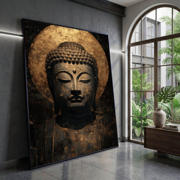 Serene Buddha Portrait Canvas, Spiritual Wall Art, Meditative Buddha Face Canvas, Zen Home Decoration, Tranquil Wall Canvas Print Art